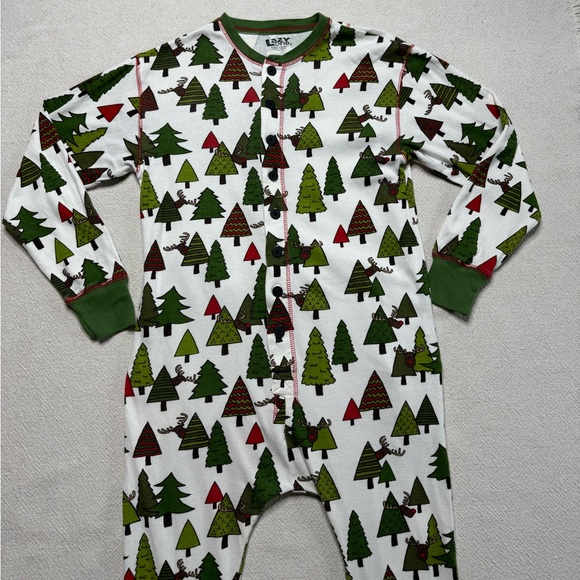 Lazy One Christmas Tree Moose Print Flapjack Onesie Pajama S - Picture 4 of 8